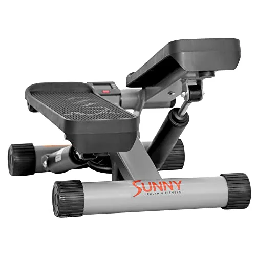 Sunny Health & Fitness Mini Stepper with Resistance Bands, Black