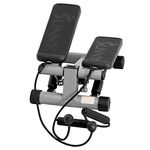 Sunny Health & Fitness Mini Stepper with Resistance Bands, Black