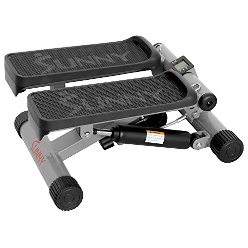 Sunny Health & Fitness Mini Stepper with Resistance Bands, Black