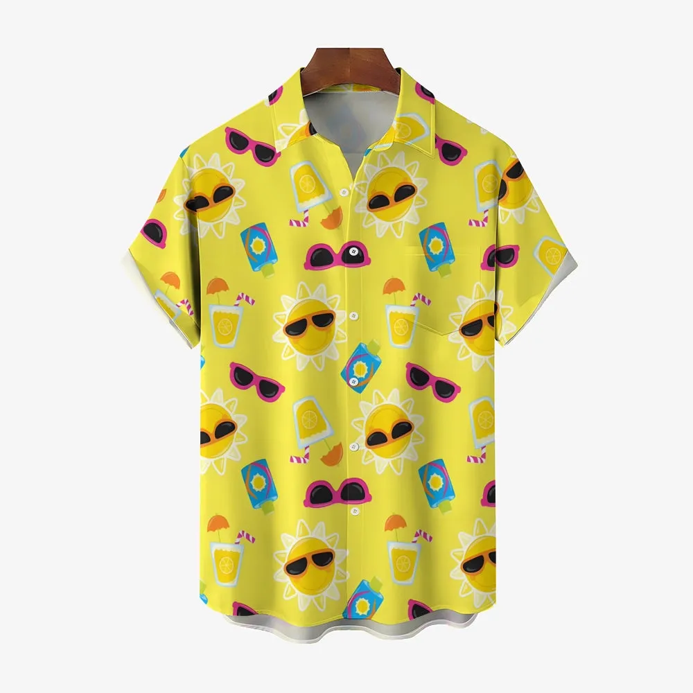Sunshine Sunglasses Print Casual Short Sleeve Shirt 2404000188