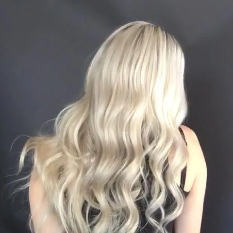 Super fashion gradient platinum long wave wig