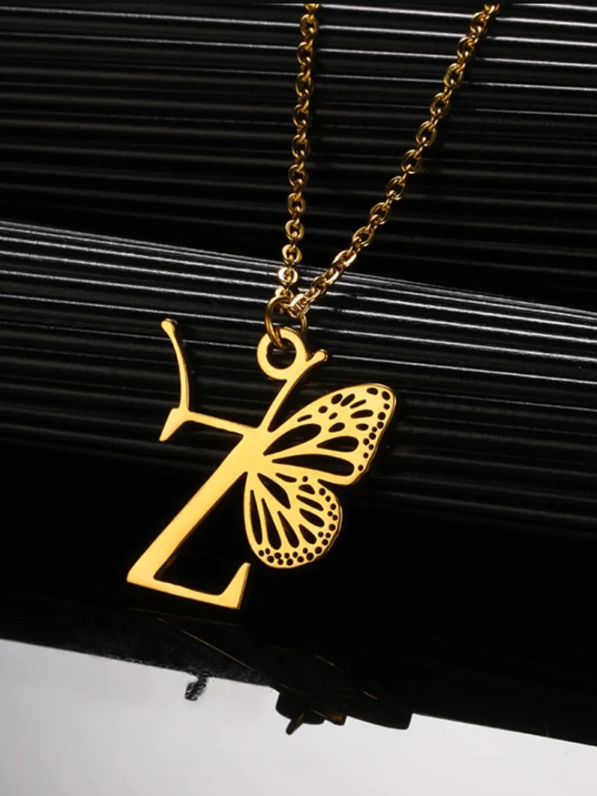 Sweet Keepsake Butterfly Letter Pendant Necklace