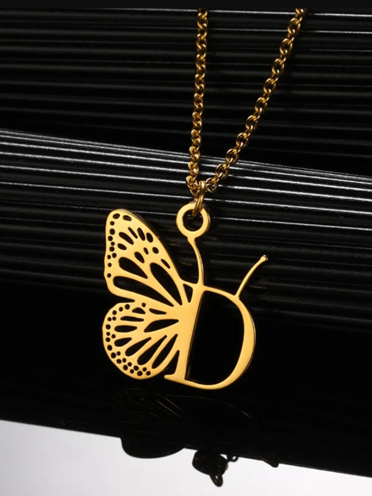 Sweet Keepsake Butterfly Letter Pendant Necklace