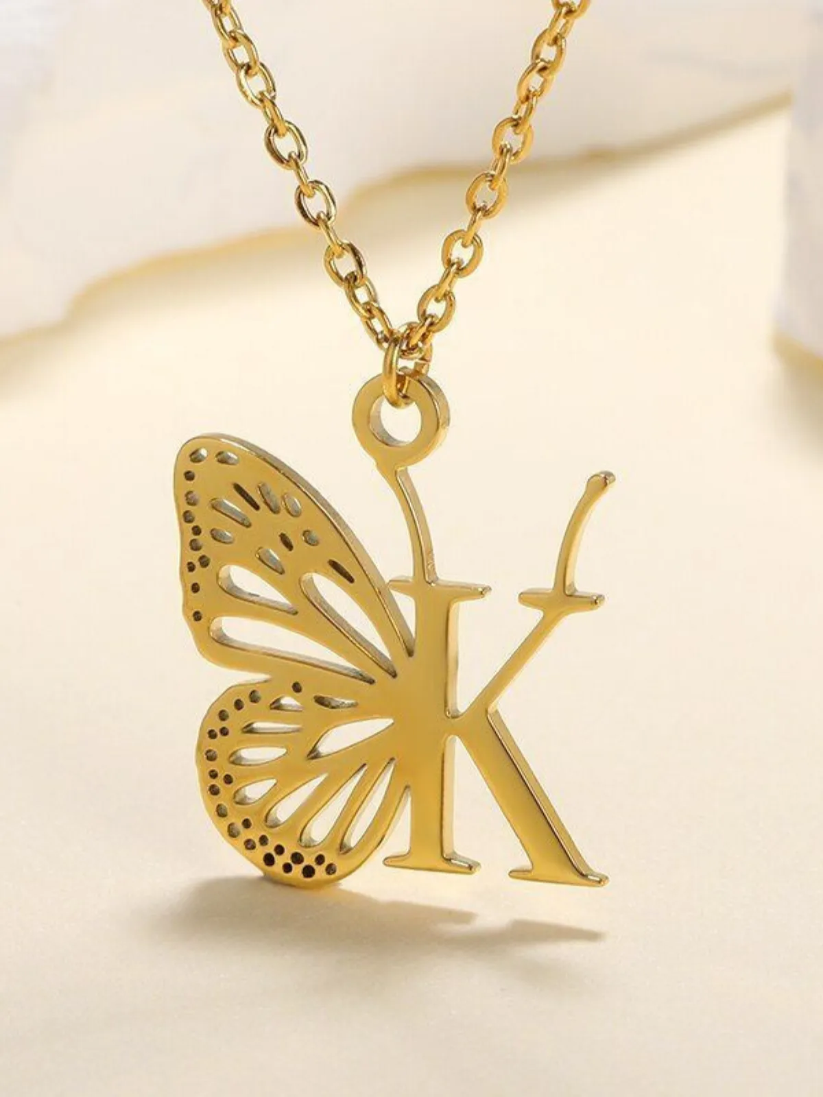 Sweet Keepsake Butterfly Letter Pendant Necklace