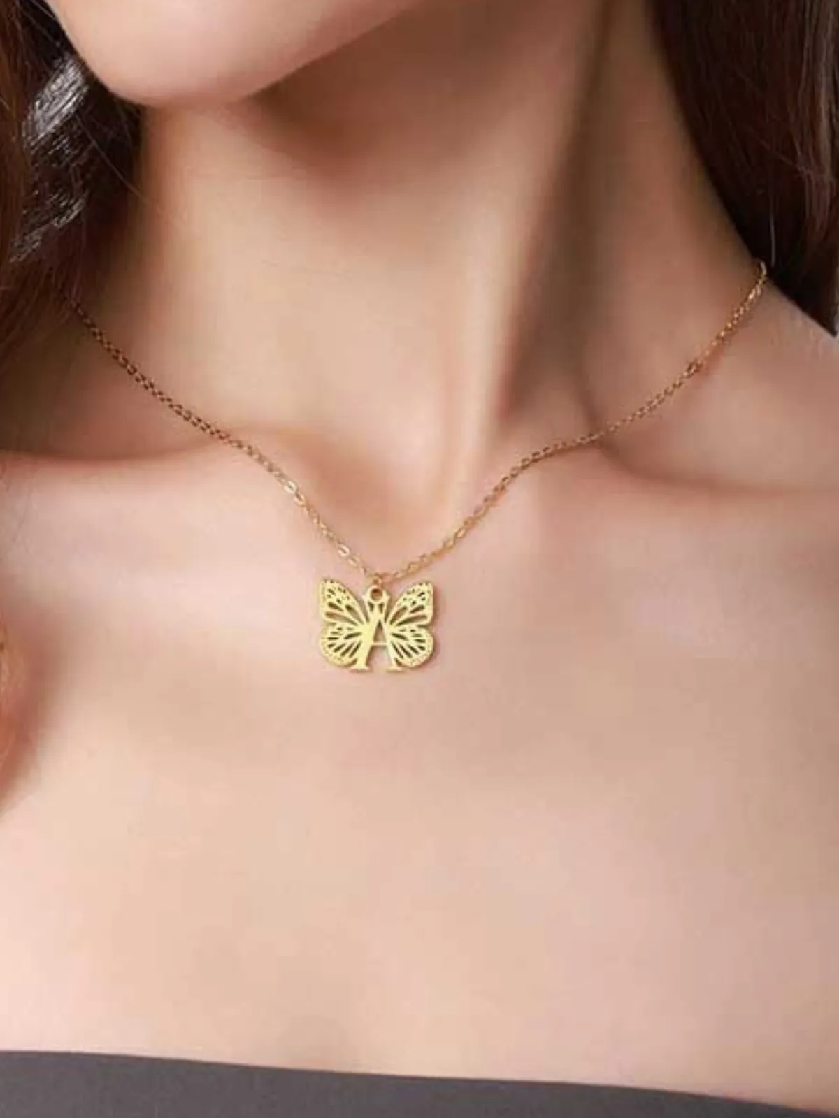 Sweet Keepsake Butterfly Letter Pendant Necklace