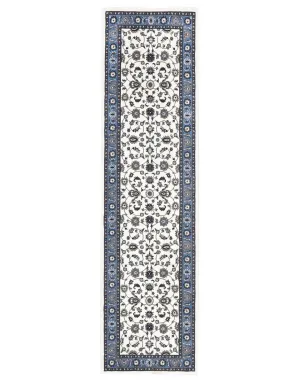 Sydney Classic Runner White with Blue Border Runner Rug