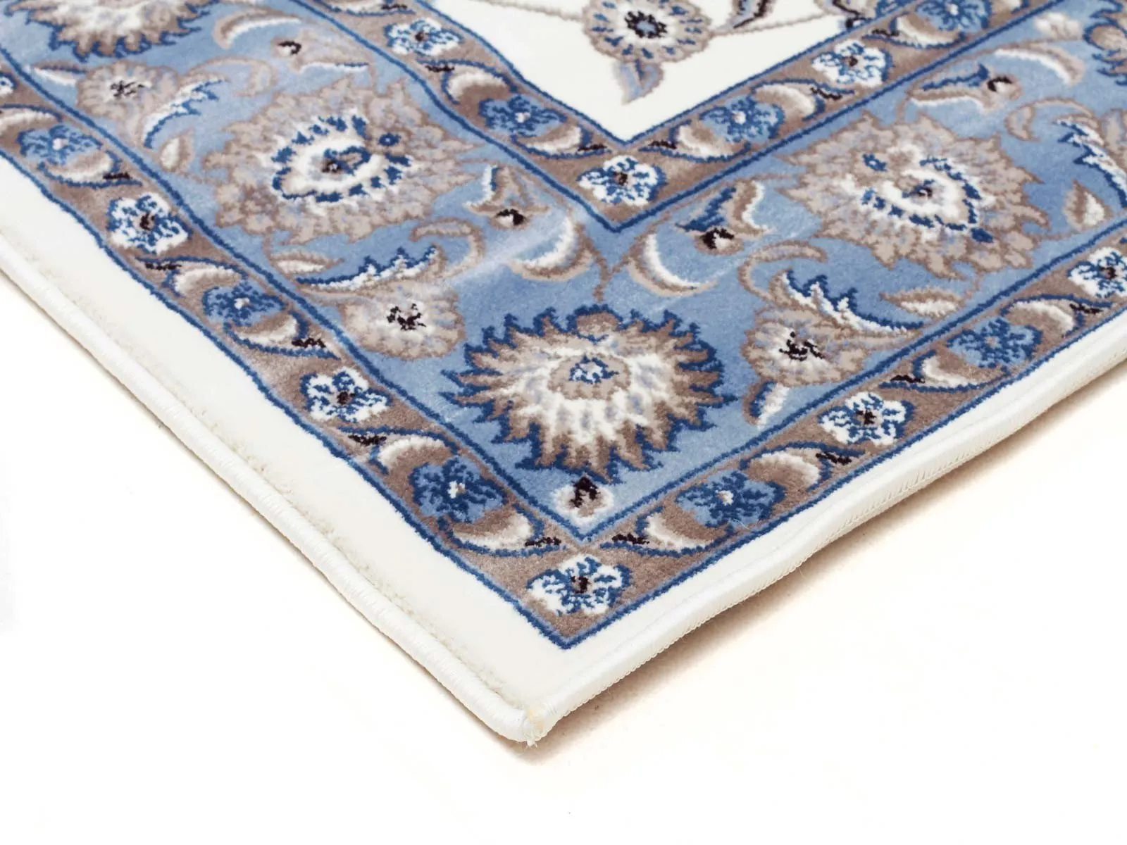 Sydney Classic Runner White with Blue Border Runner Rug