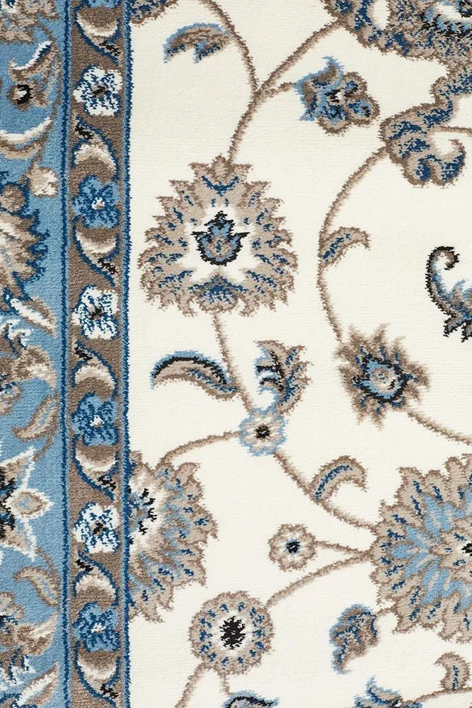 Sydney Collection Classic Rug White with Blue Border