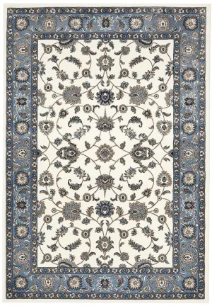 Sydney Collection Classic Rug White with Blue Border