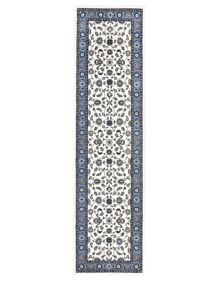 Sydney Collection Classic Rug White with Blue Border