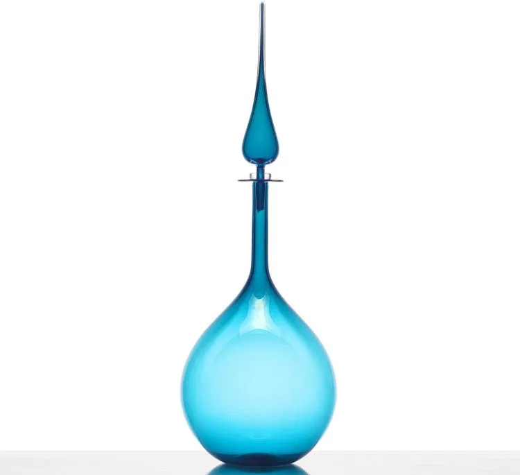 Tear Drop Large Decanter, Steel Blue - Joe Cariati