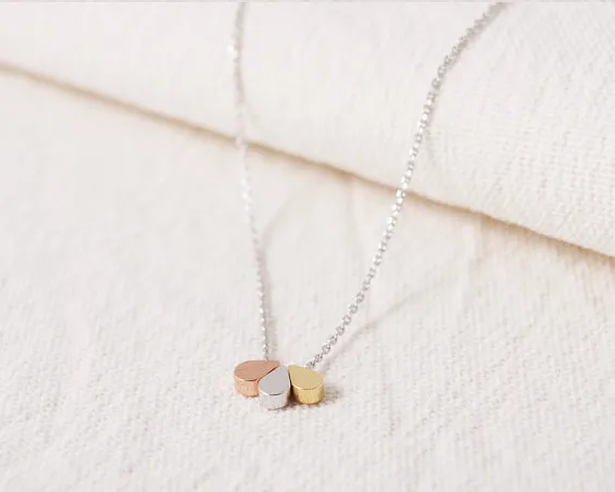 Teardrop Necklace, Gold, Silver, and Rose Gold Pendant