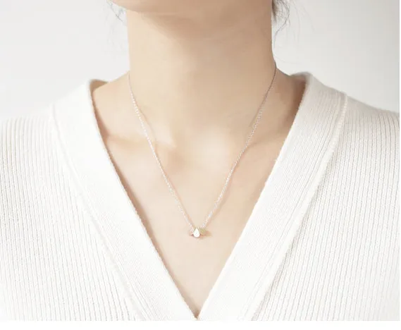 Teardrop Necklace, Gold, Silver, and Rose Gold Pendant