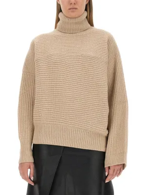 Textured Knit Oversized Turtleneck Shirt