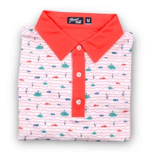 The Coral Wave Pattern Performance Polo