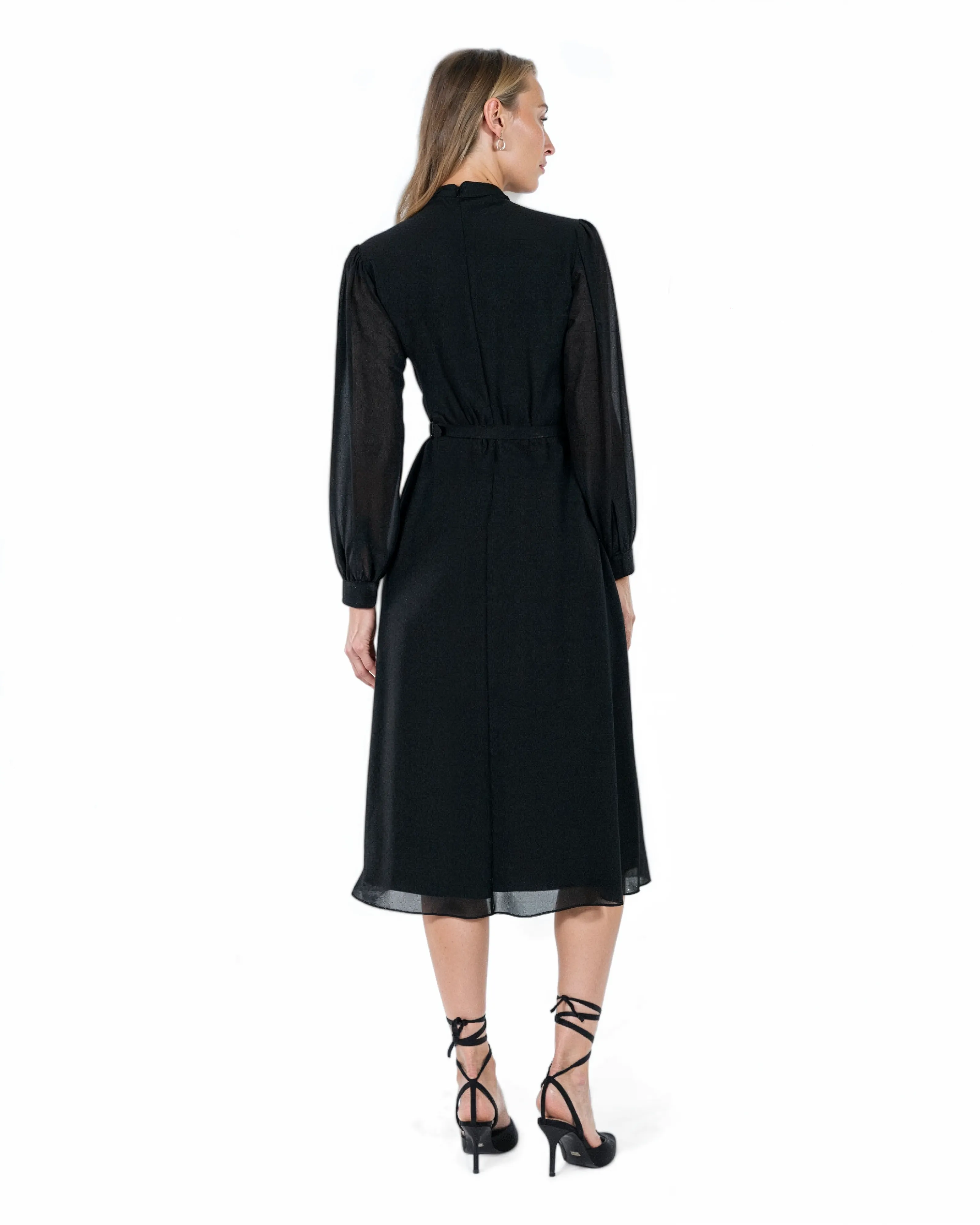 The Elegant Tie-Neck Midi Dress
