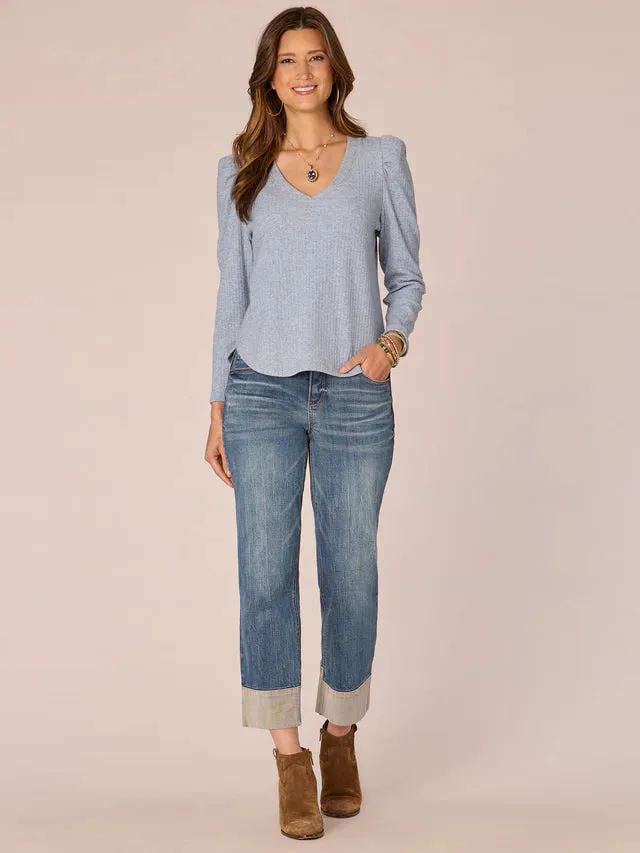 The Juliane V-Neck Puff Shoulder Top
