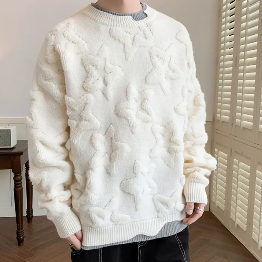 Thickened Star Bottom Flower Sweater