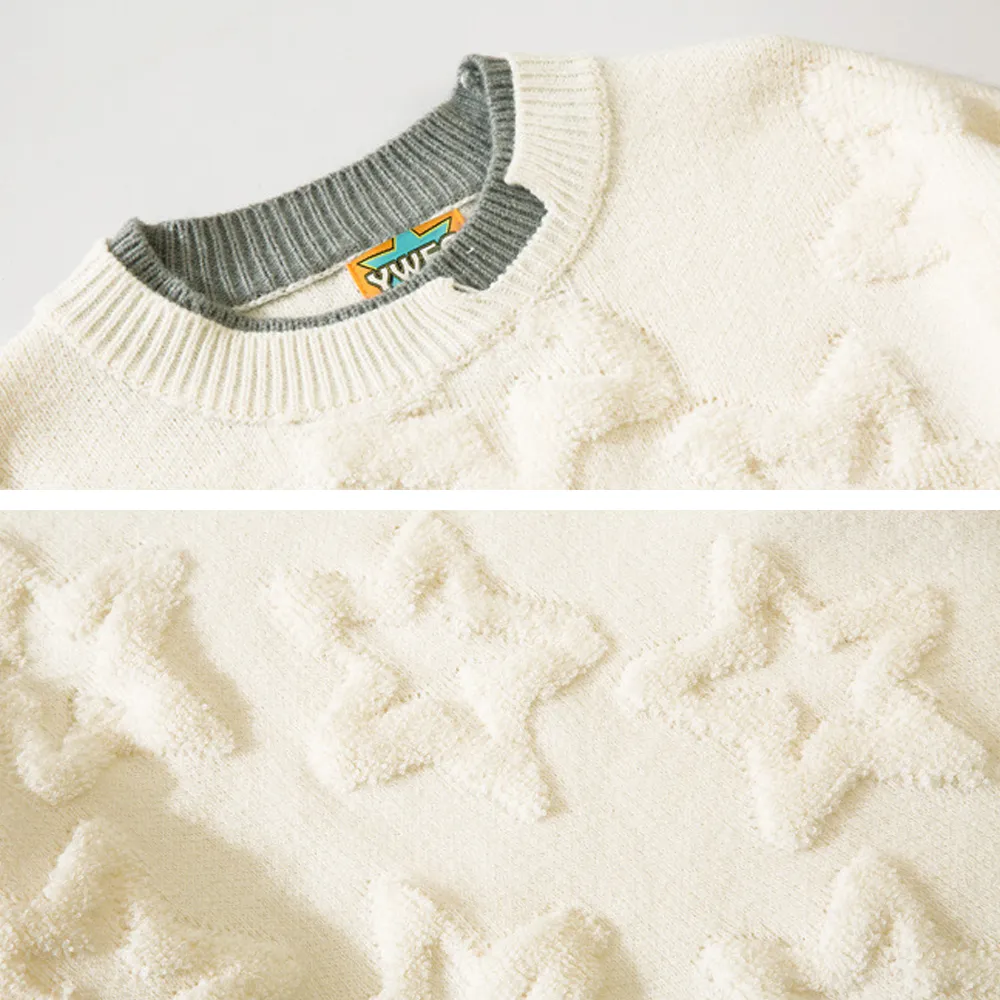 Thickened Star Bottom Flower Sweater