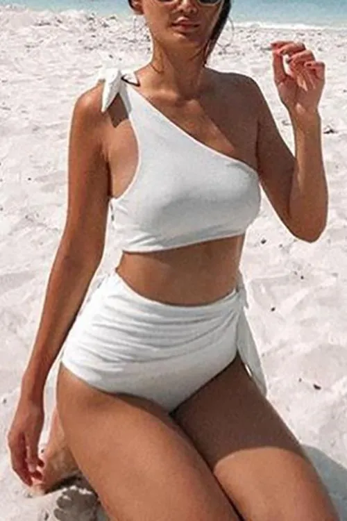 Tie Decor High Waist Bikini Set