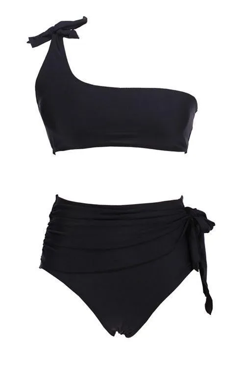Tie Decor High Waist Bikini Set