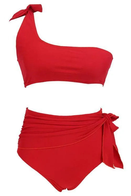 Tie Decor High Waist Bikini Set