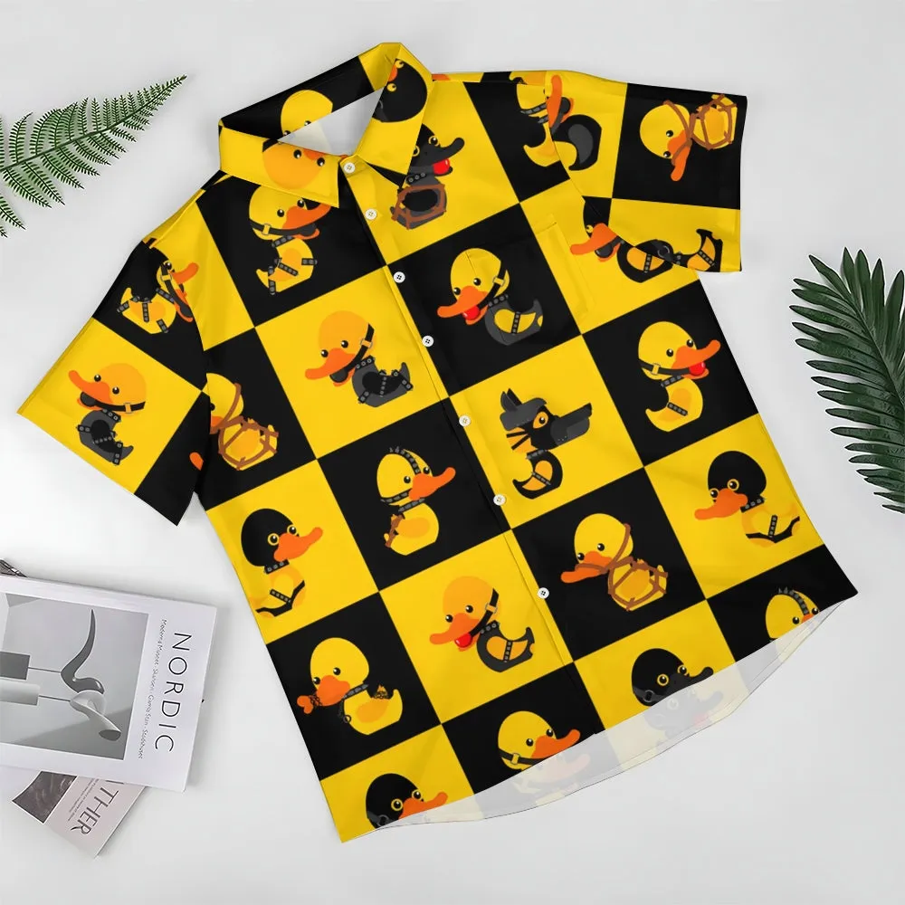 Tied Up Little Yellow Duck Casual Short Sleeve Shirt 2405001039