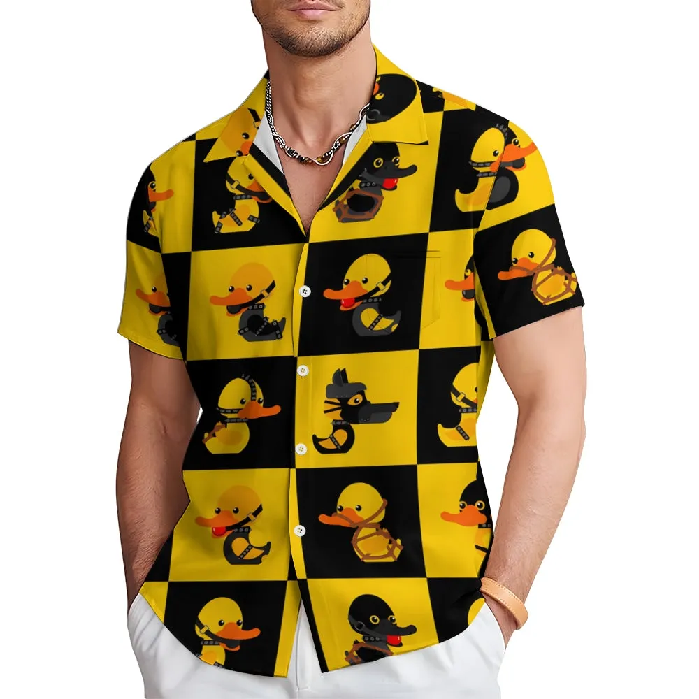 Tied Up Little Yellow Duck Casual Short Sleeve Shirt 2405001039