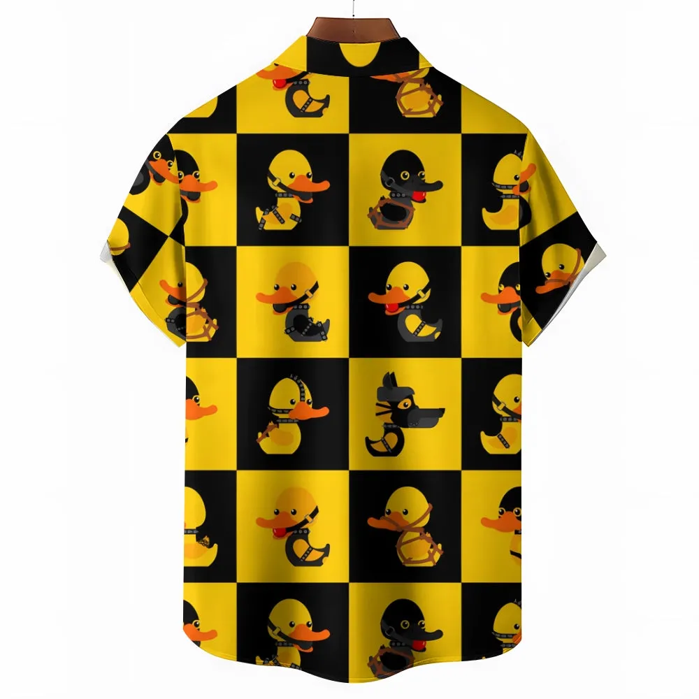 Tied Up Little Yellow Duck Casual Short Sleeve Shirt 2405001039