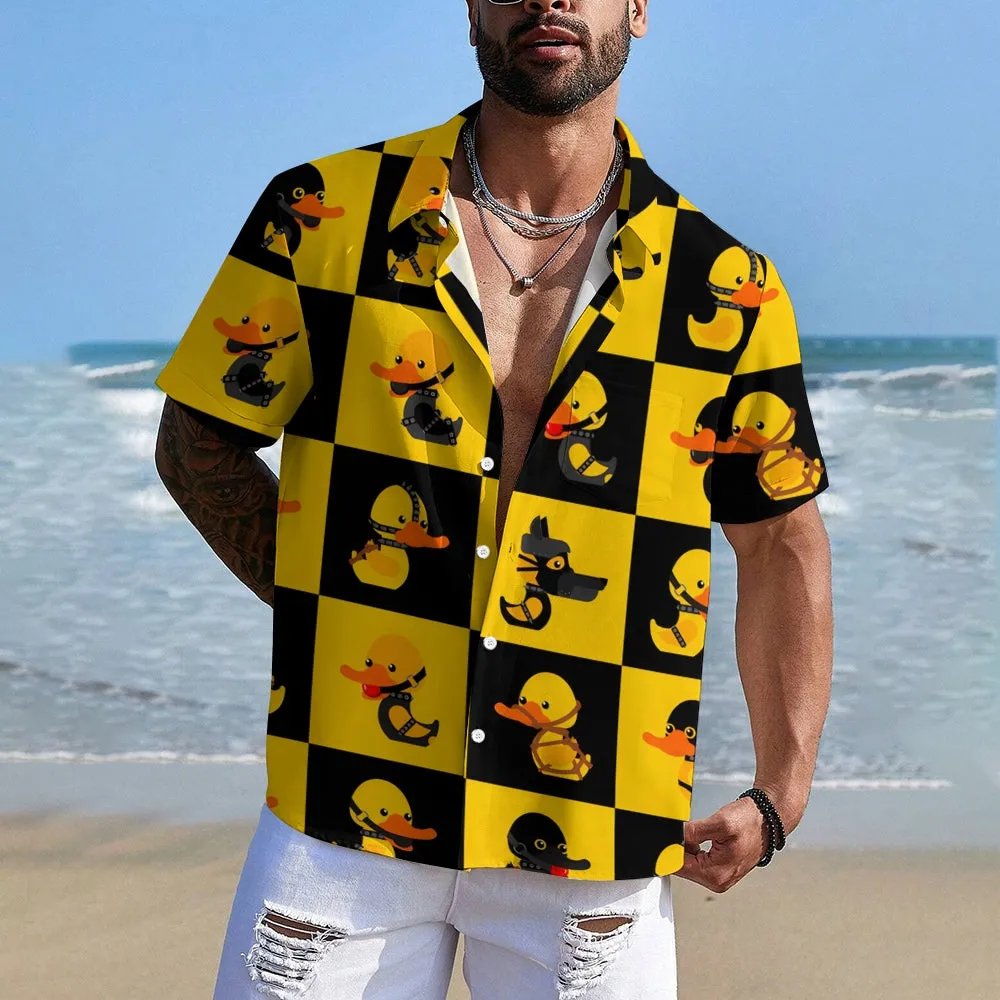 Tied Up Little Yellow Duck Casual Short Sleeve Shirt 2405001039