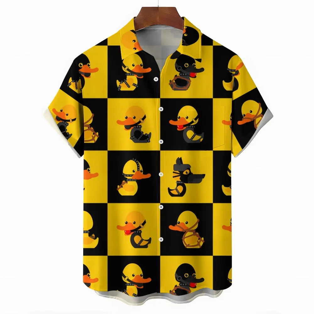 Tied Up Little Yellow Duck Casual Short Sleeve Shirt 2405001039