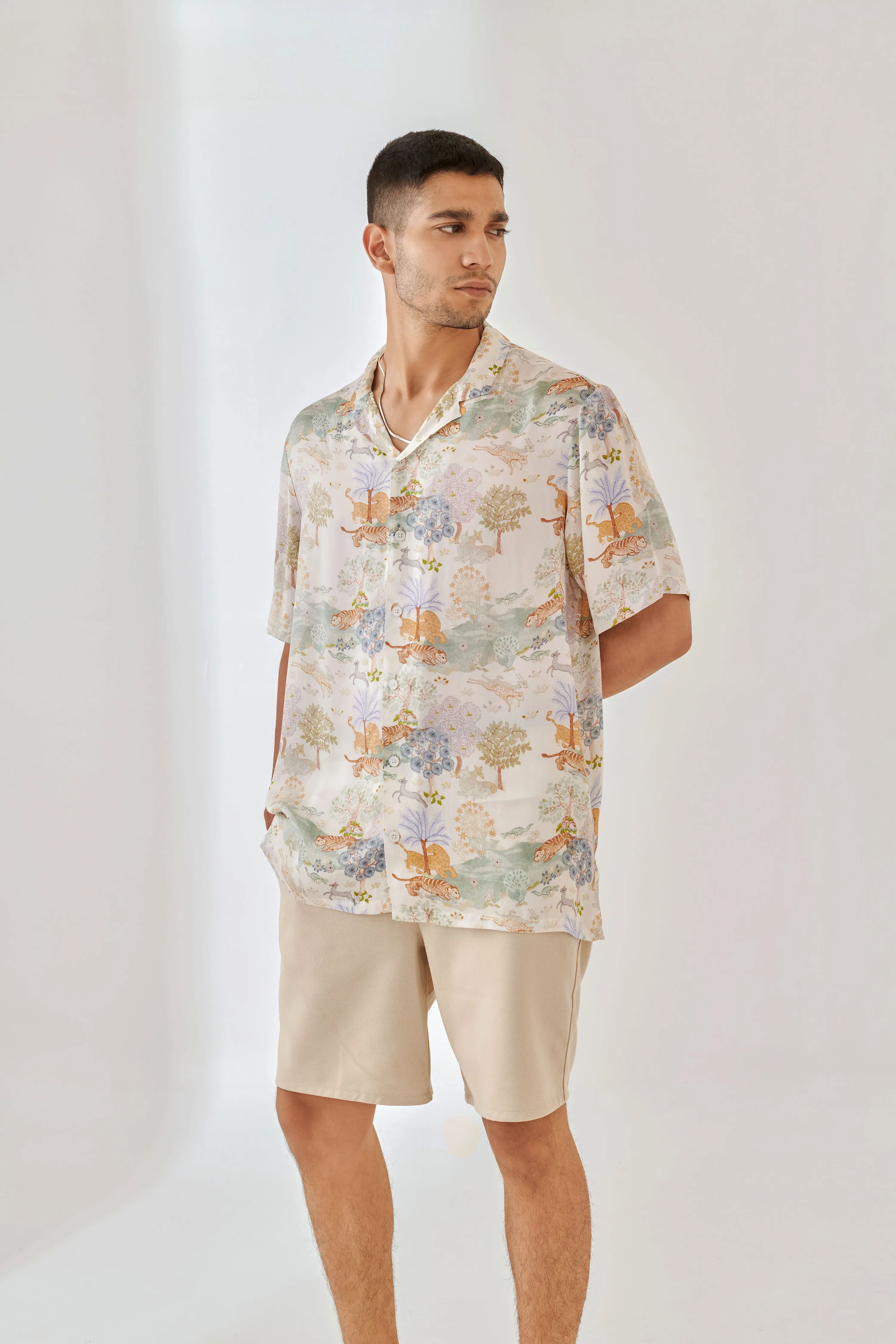 Tiger Crepe White Oversize shirt