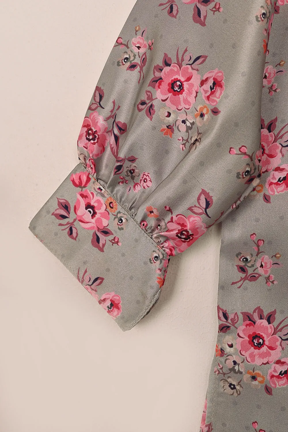 TKF-192-Gray - Kids 2Pc Digital Silk Co-Ord Set
