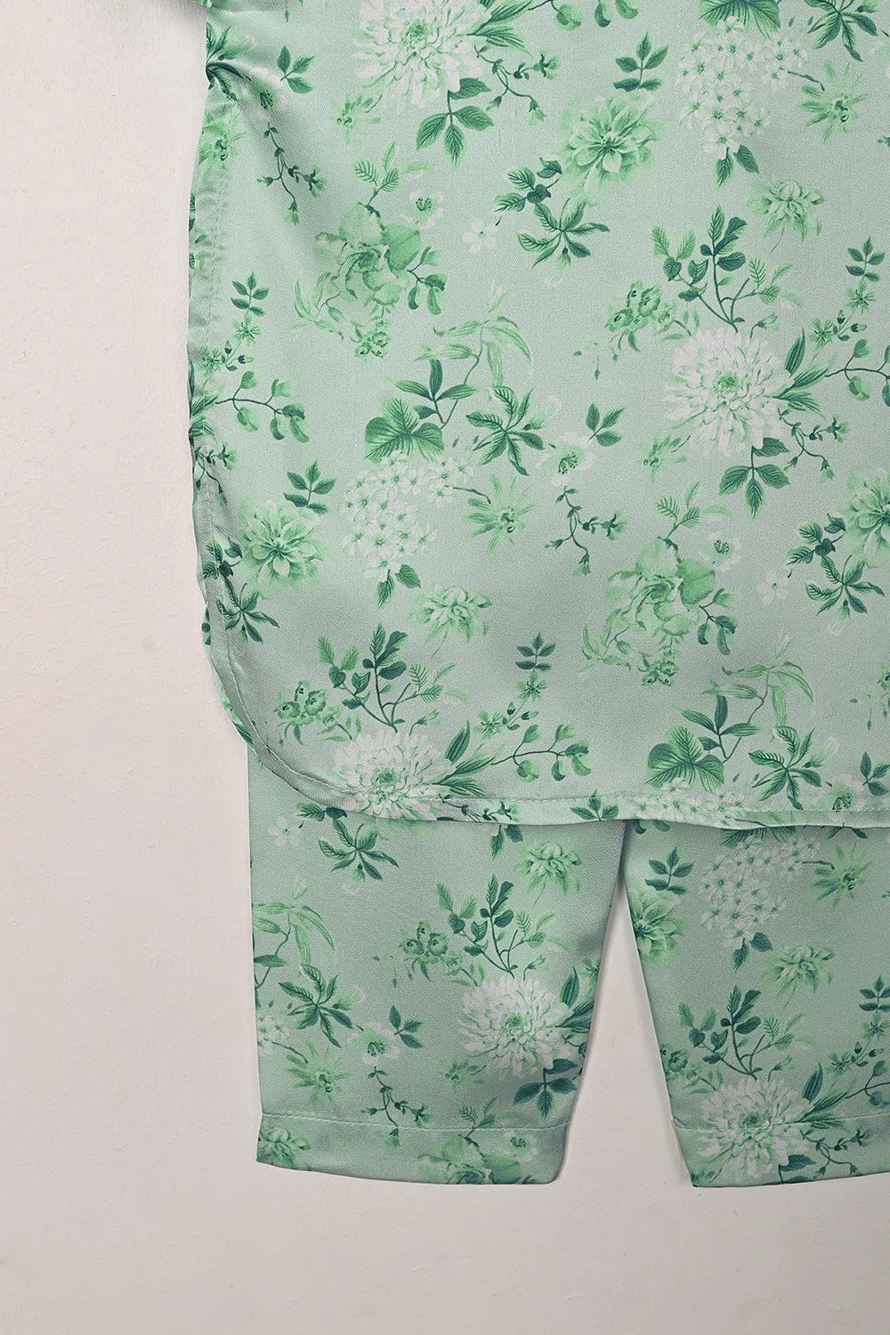 TKF-293-Aqua - Kids 2Pc Digital Silk Co-Ord Set