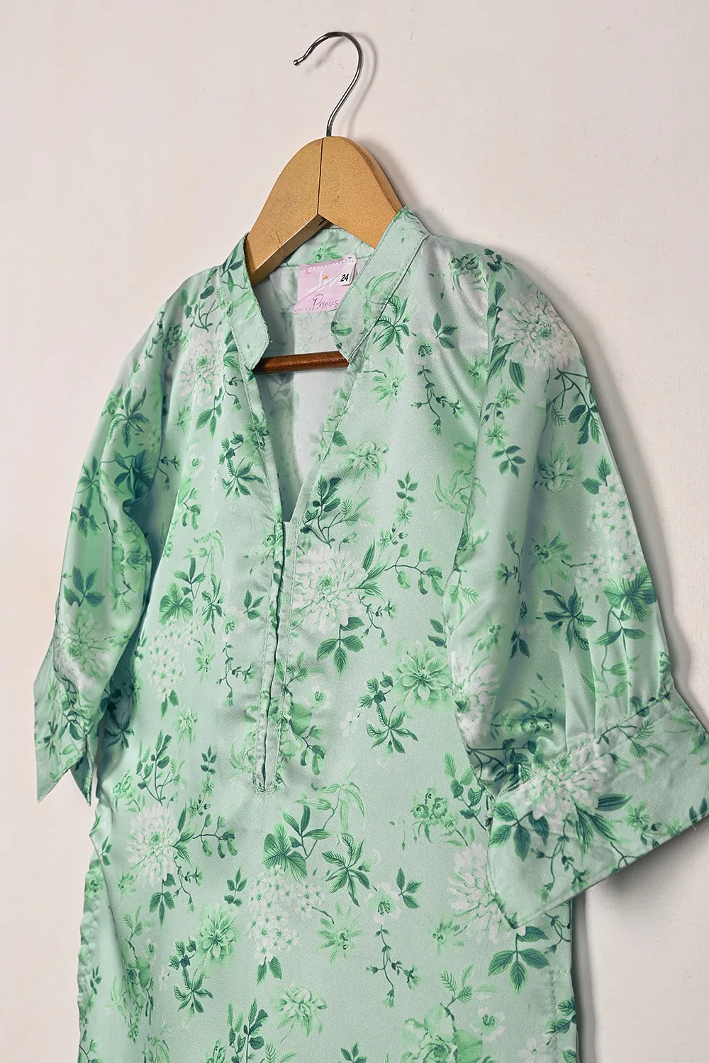 TKF-293-Aqua - Kids 2Pc Digital Silk Co-Ord Set