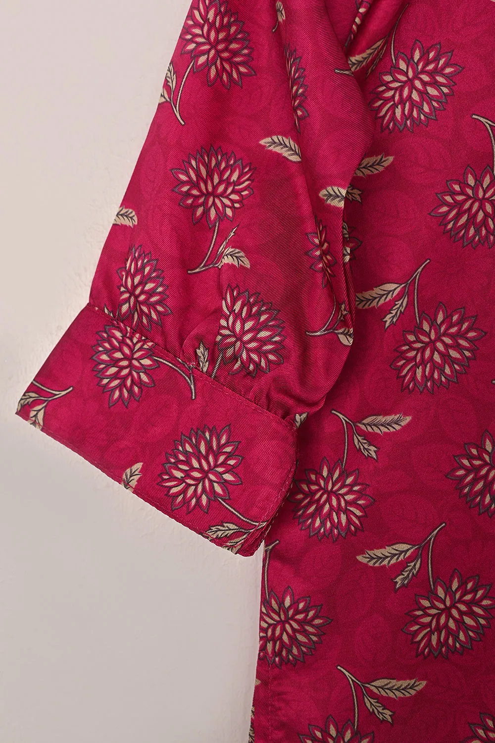 TKF-295-Fuchsia - Kids 2Pc Digital Silk Co-Ord Set