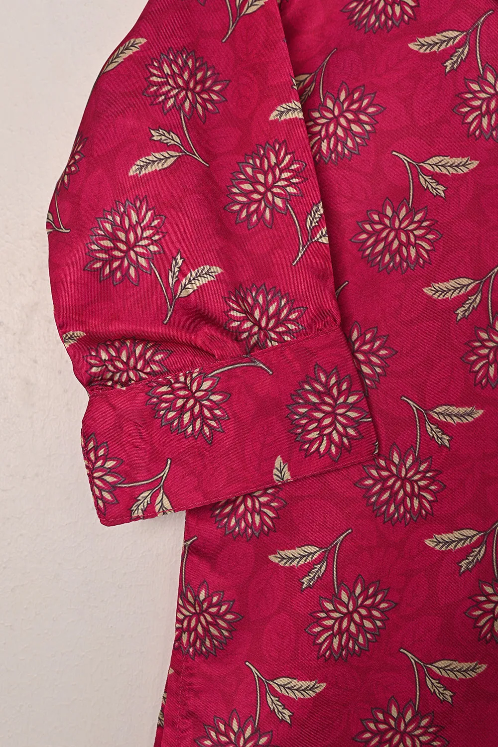 TKF-295-Fuchsia - Kids 2Pc Digital Silk Co-Ord Set