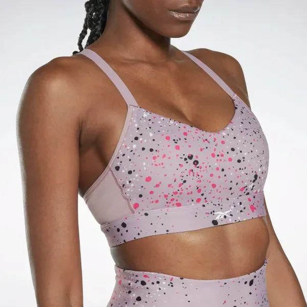 TOP REEBOK BRA LUX FITNESS SPORTS DONNA CROSSFIT SAFARI ROSA