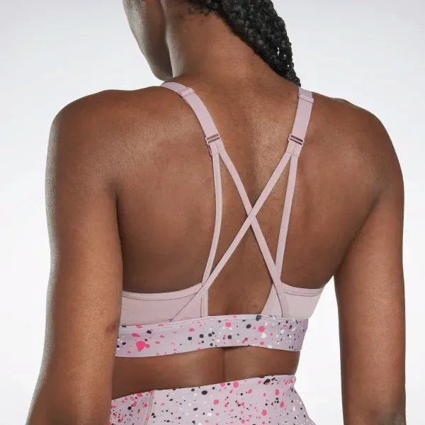 TOP REEBOK BRA LUX FITNESS SPORTS DONNA CROSSFIT SAFARI ROSA