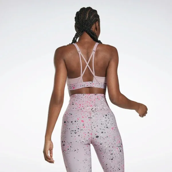 TOP REEBOK BRA LUX FITNESS SPORTS DONNA CROSSFIT SAFARI ROSA