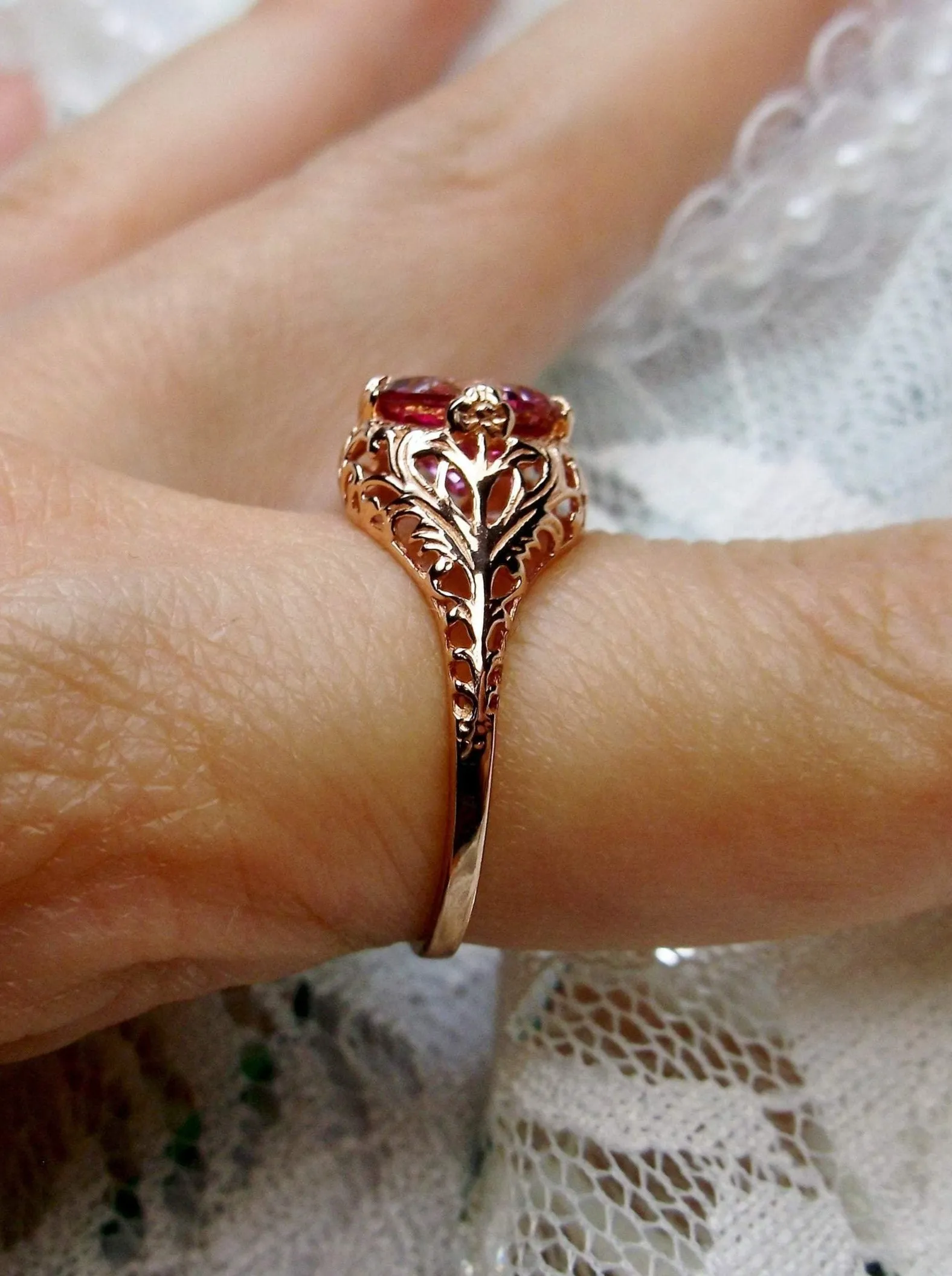 Topaz Ring, Natural Gemstone, Rose Gold, Victorian Jewelry #D198