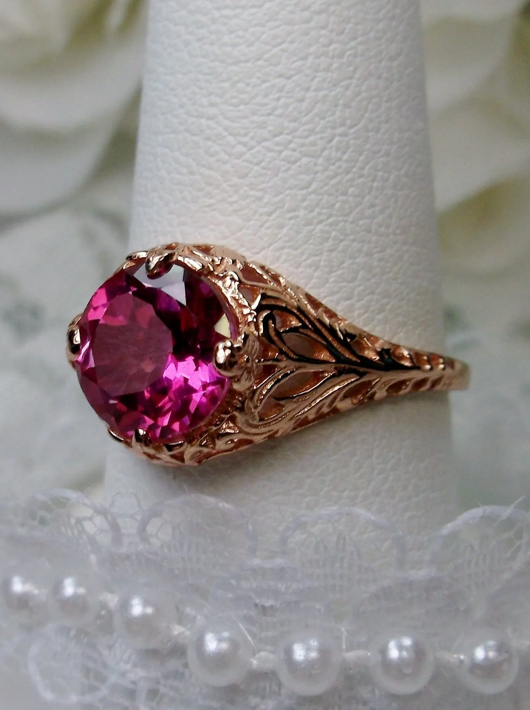 Topaz Ring, Natural Gemstone, Rose Gold, Victorian Jewelry #D198