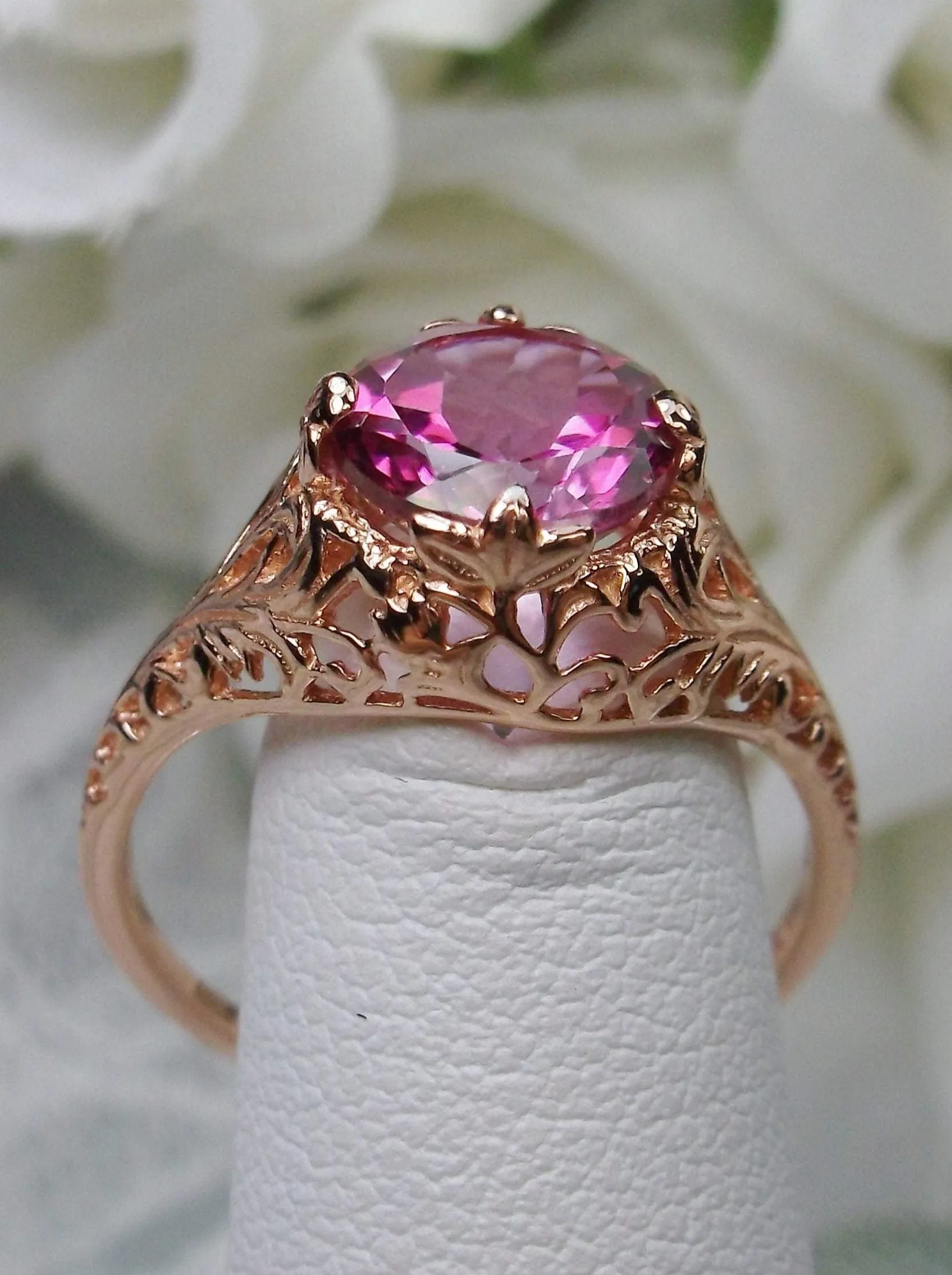 Topaz Ring, Natural Gemstone, Rose Gold, Victorian Jewelry #D198