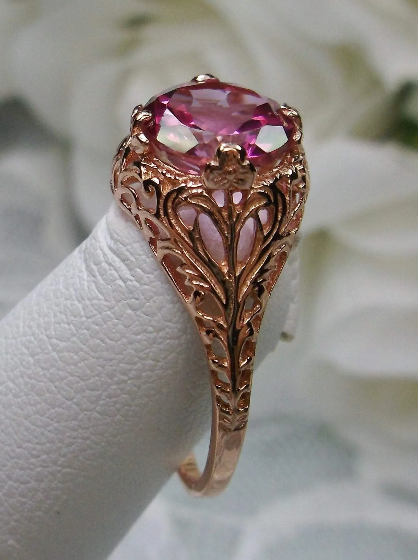 Topaz Ring, Natural Gemstone, Rose Gold, Victorian Jewelry #D198