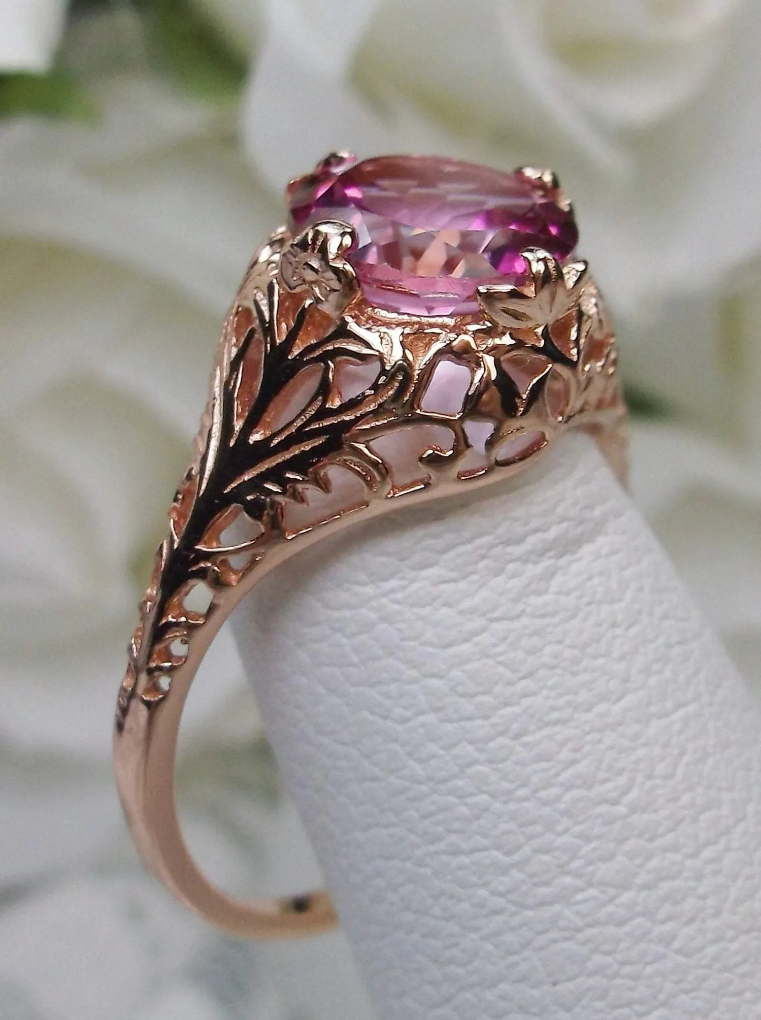 Topaz Ring, Natural Gemstone, Rose Gold, Victorian Jewelry #D198