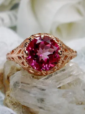 Topaz Ring, Natural Gemstone, Rose Gold, Victorian Jewelry #D198