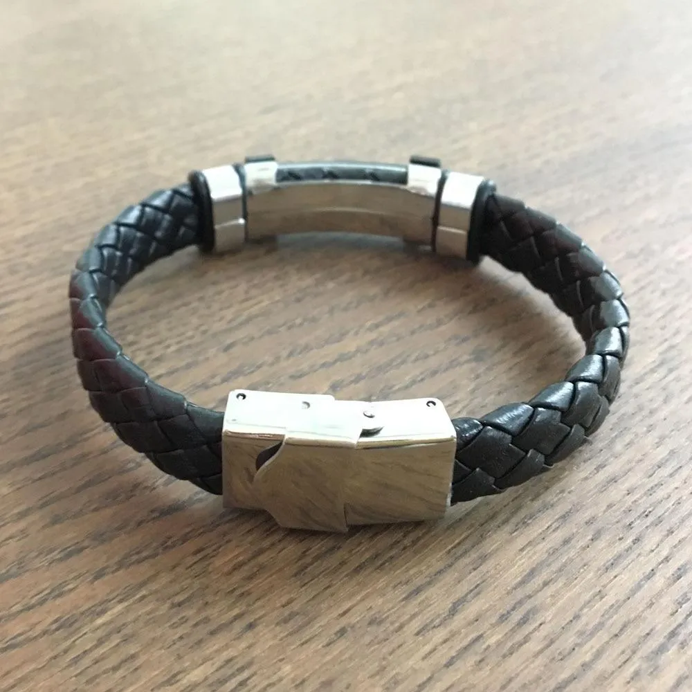 Trendy Genuine Leather Stainless Steel Bracelets for Men, Scorpio Design Plate Wristband, Jewelry Gift