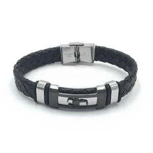 Trendy Genuine Leather Stainless Steel Bracelets for Men, Scorpio Design Plate Wristband, Jewelry Gift