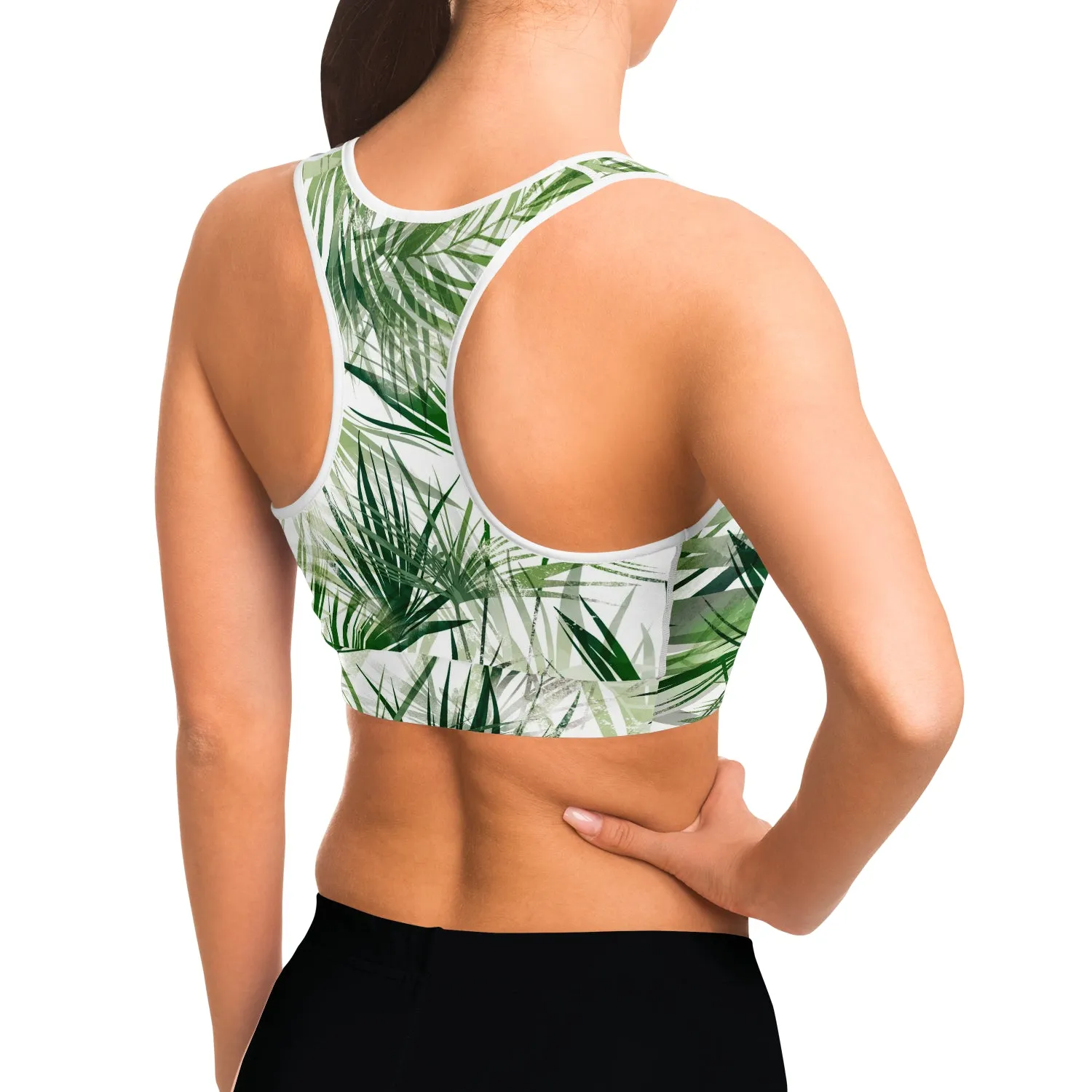 Tropical Floral Green Sports bra