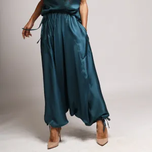 Truvian 212 Fancy Pants – Botanical Silk Harem Pants in Aquamarine